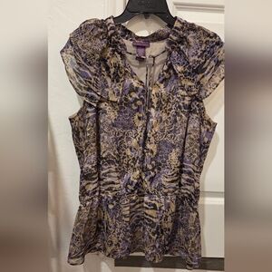 Purple, Tan, & Black Animal Print Women's Top